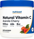 Nutricost Vitamina Naturală C - Acerola Cherry Powder 0,5 LB - Gluten Free & Non-GMO