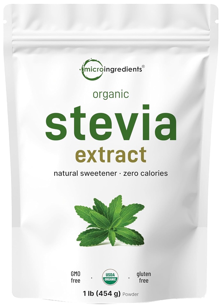 Pur organic Stevia Powder, 1 Lire (2,837 Servings), cel mai înalt grad Stevia Green Leaf Extract Reb-A 