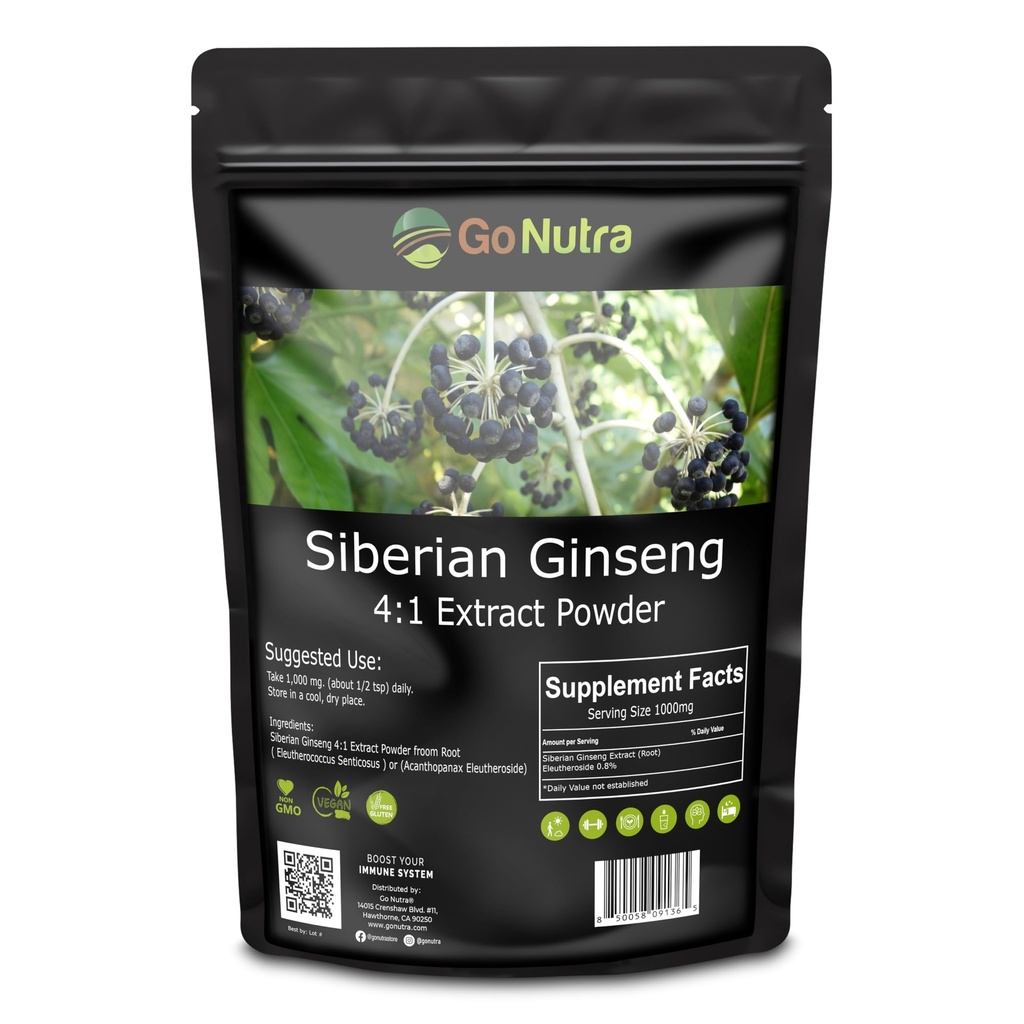 Go Nutra Siberian Ginseng - Eleuthero Root Powder 