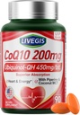 CoQ10 200mg Softgels, Ultra CoQ10 Ubichinonă 200mgCu ulei de cocos MCT, 5X Absorbţie superioară, Coenzime Q10 Supliment pentru Heart Health & Energy - 90 Conte