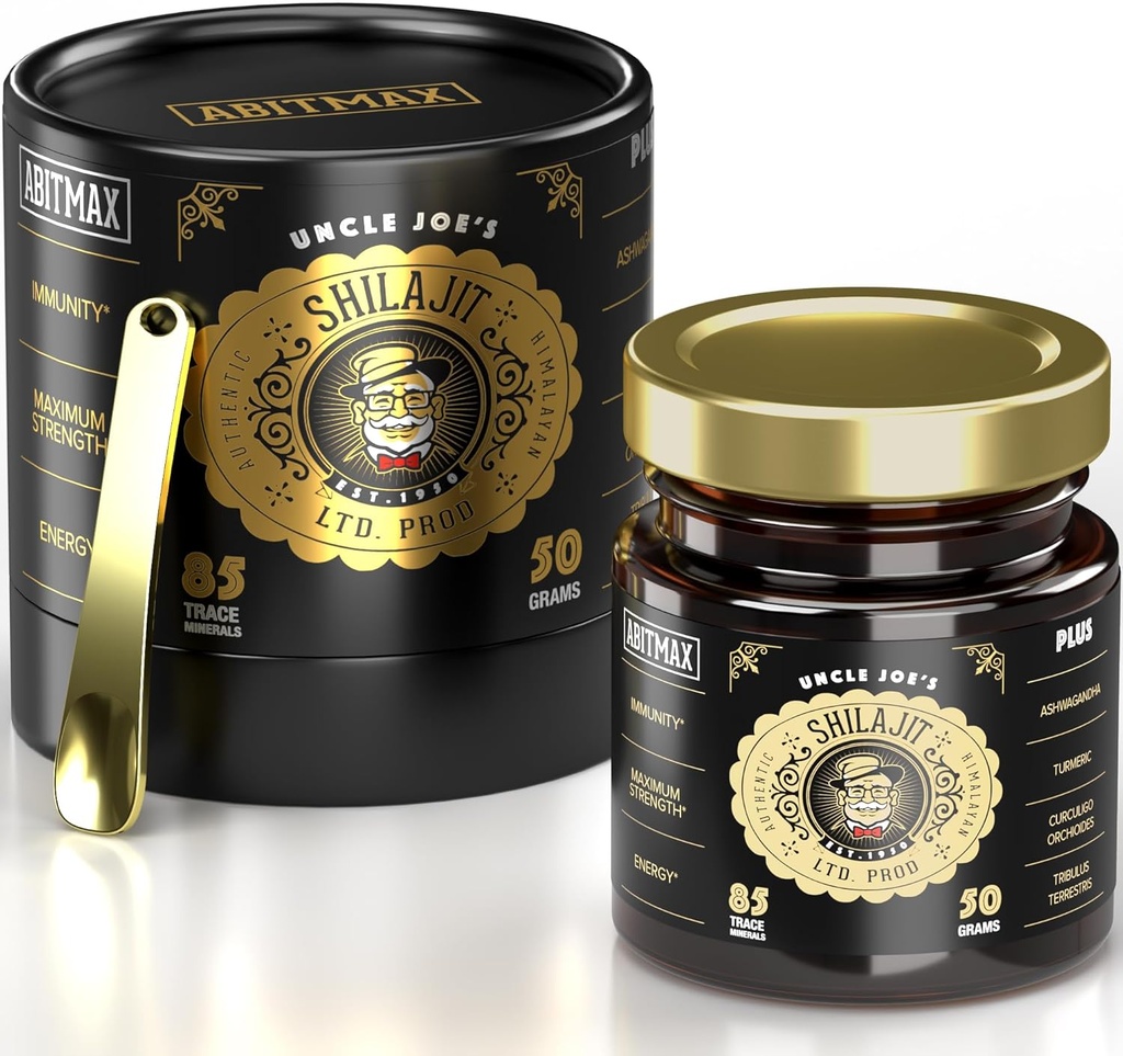 50G Pure Organic Himalayan Shilajit Resin, 800mg de mare potenta, de aur de grad A, 85+ Trace Minerale & Acid pelvian, Natural Energy & Immune Booster