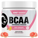 Honey Badger BCAA + EAA Aminoacids Powder, BCAAs + L-Glutamine, Keto, Vegan, Sugar Free for Men & Women, Hydration & Post Workout Muscle Recovery Drink Mix, Pink Lemonade, 30 Servings