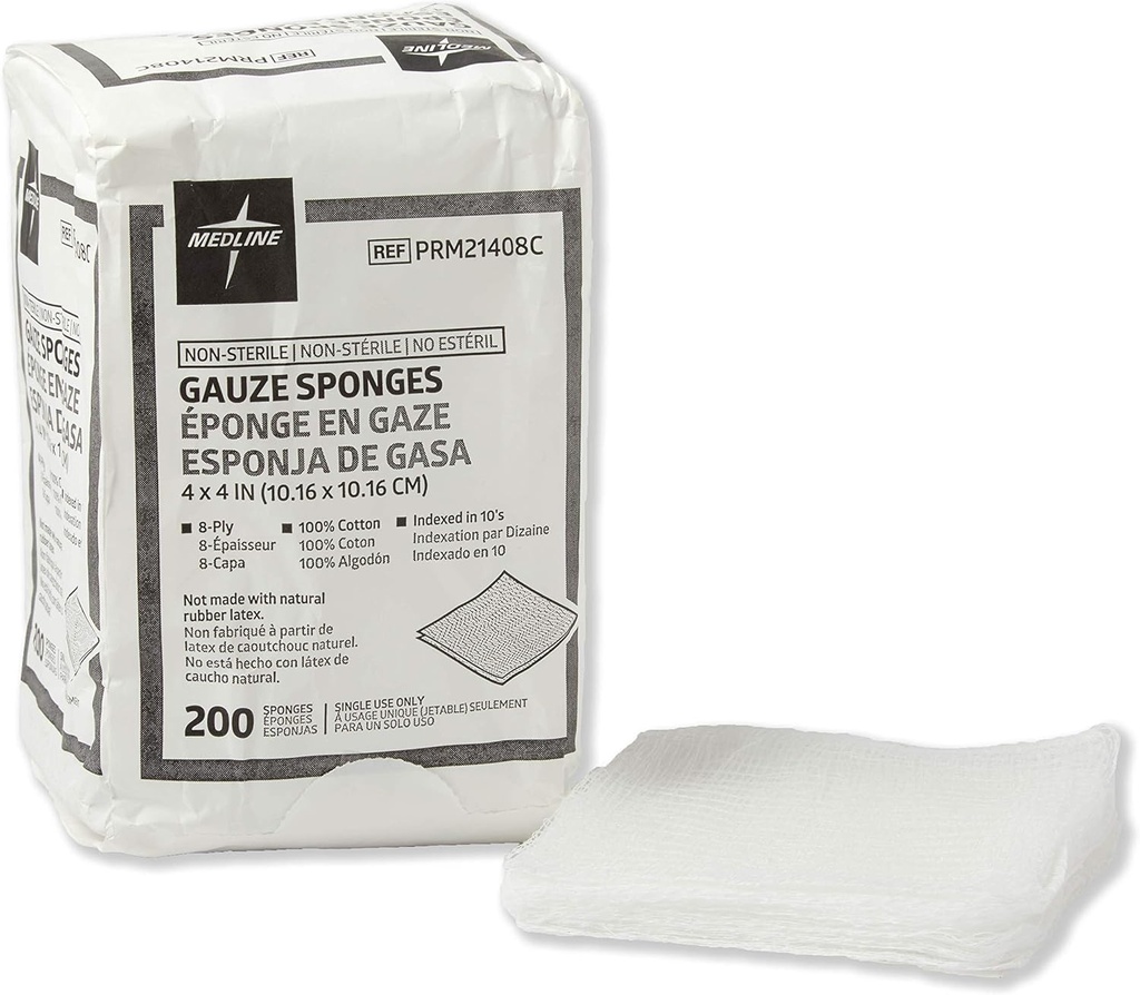 Medline Burete din bumbac nesteril, 8 Ply, Ideal pentru Rochie și Curățare Wound, Caz de 4000