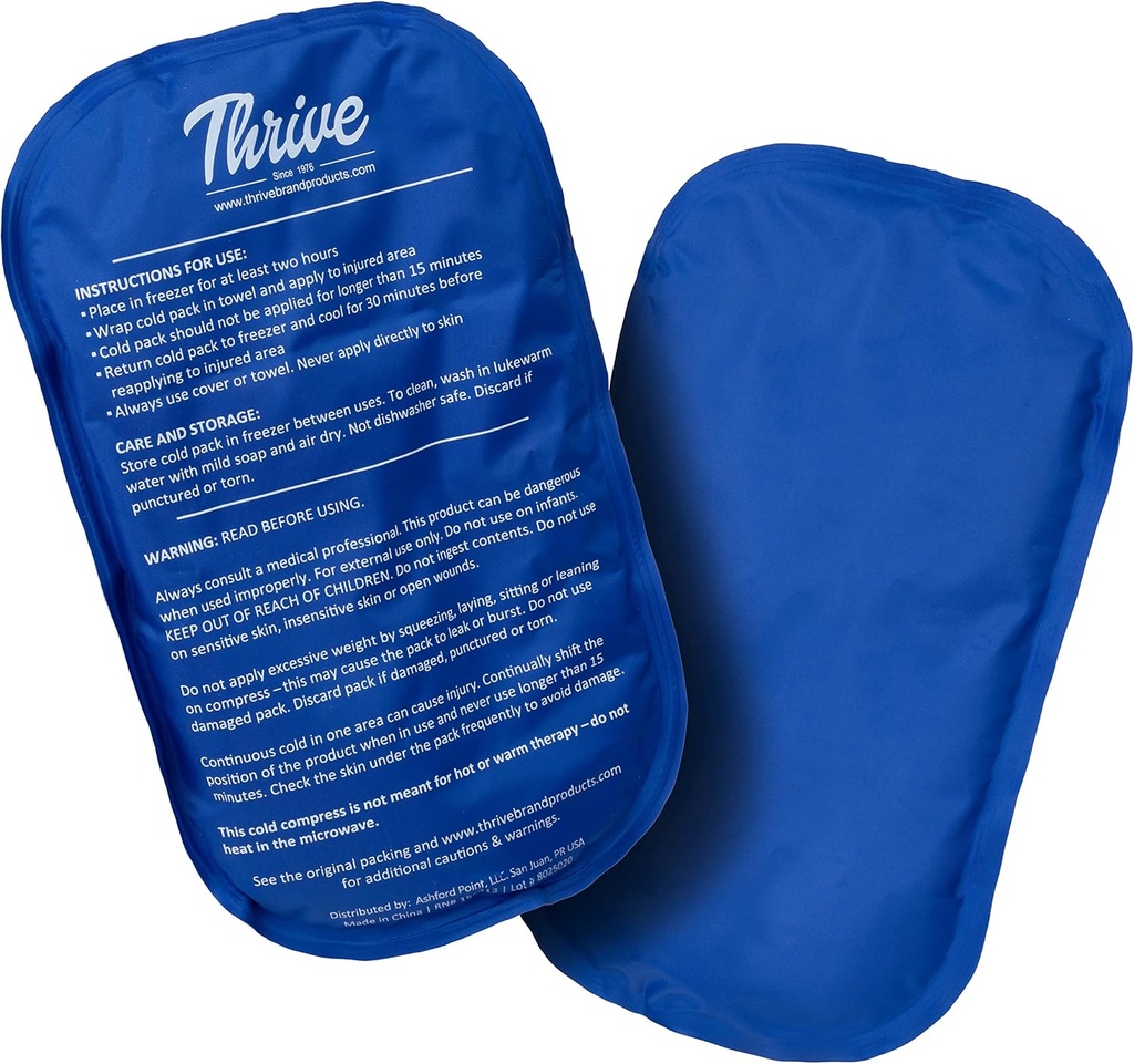 Thrive Ice Packs pentru leziuni Reutilizabile - Mare, albastru închis, 2 Conte - Gel Ice Packs & Cold Compress Packs pentru gât, Umăr, Genți și Back Pain Relief - terapia flexibilă, lung-Lasting