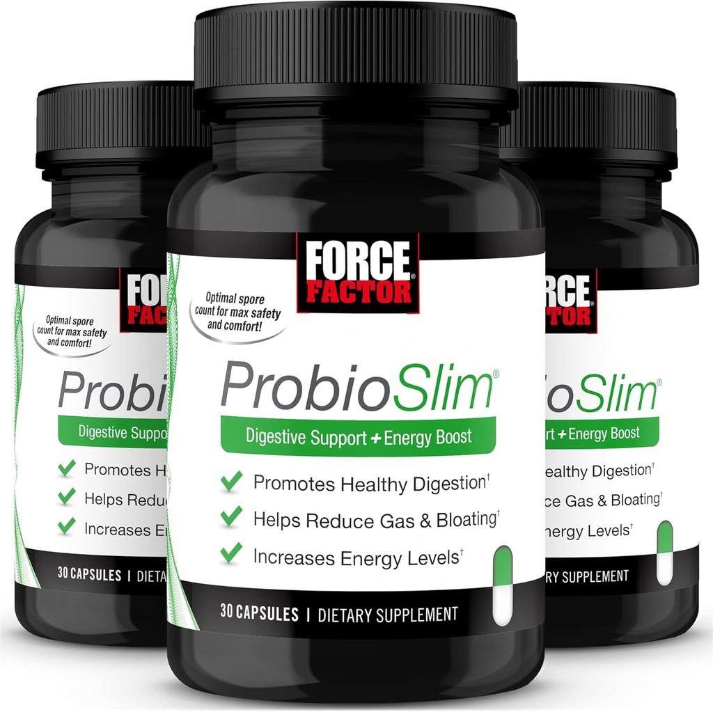Force Factor ProbioSlim, Probiotic Supplement for Women and Men with Probiotics and Green Tea Extract, Reduce Gas, Bloating, Constipation, Support Digestive Health & Gut Health, 30 Count (Pack of 3)