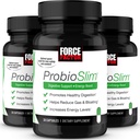 Force Factor ProbioSlim, Probiotic Supliment pentru femei și bărbați cu probiotice și extract de ceai verde, Reduce gaz, Blooting, Constipație, Suport Digestive Health & Gut Health, 30 Conte (Pachet de 3)
