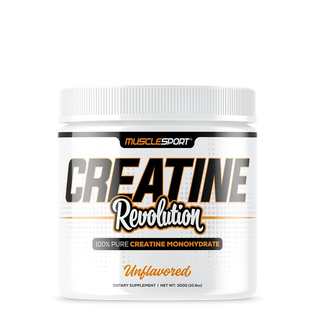 Musclesport Creatin Monohidrat pulbere - Micronizat Creatină Monohidrat - Energie, Putere & Rezistență - 300g, Nearomat