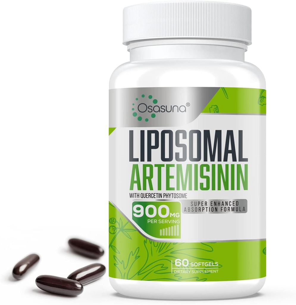 900 mg Artemisină lipozomală pentru absorbţie maximă, extract dulce de lemn de vierme (Artemisia Annua) cu Querbetin Phytosome 200 mg, 60 Softgels - 2 luni de aprovizionare