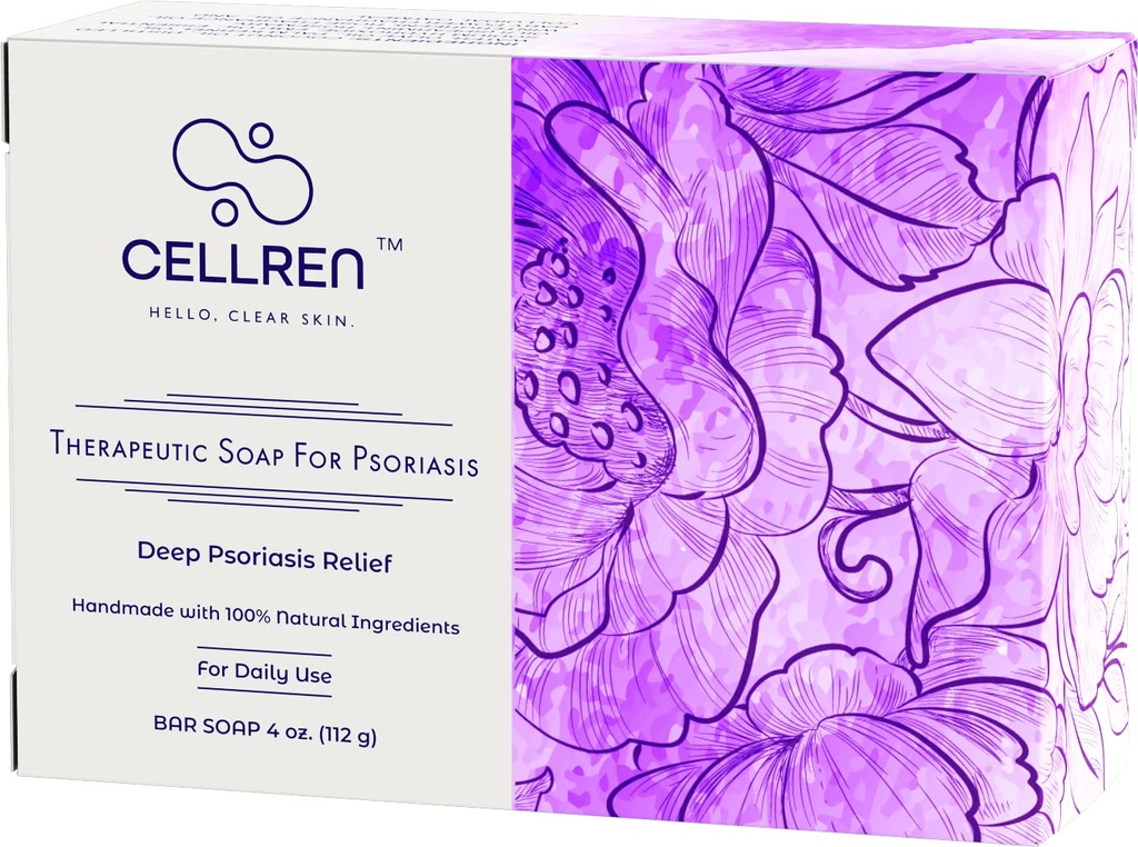 Bar de săpun CellRen Psoriazis. Relief natural pentru psoriazis. Formulă suplimentară de încălzire a pielii. 4 oz