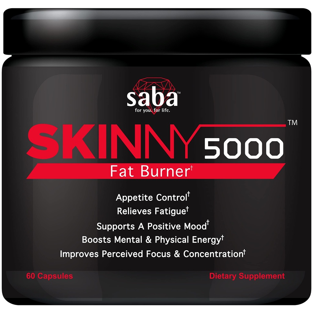 Saba Skinny 5000 - Pierdere grasă - Controlul pierderii în înălţime - Controlul apetitului - Concentrează-te pe energia fără probleme - 60 Capsule