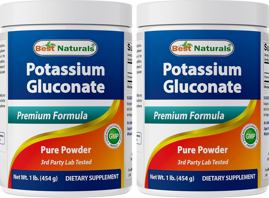 Cel mai bun naturals Potasiu Gluconat 1lb Pulbere (1 LB (Pachet de 2))