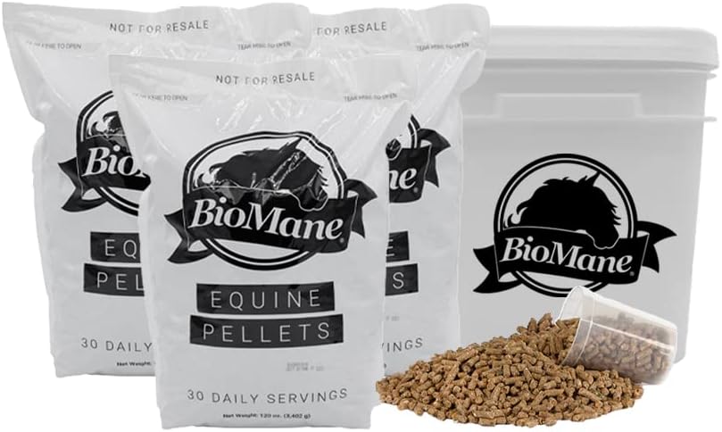 BioMane Equine Pellets- 90 de zile de aprovizionare (Parul de nutritie suplimentar pentru cai)