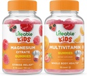 Magneziu durabil Copii + Multivitamine Copii, Gume Bundle - mare Tasting, Supliment de vitamine, Gluten gratuit, OMG gratuit, Guma de mestecat