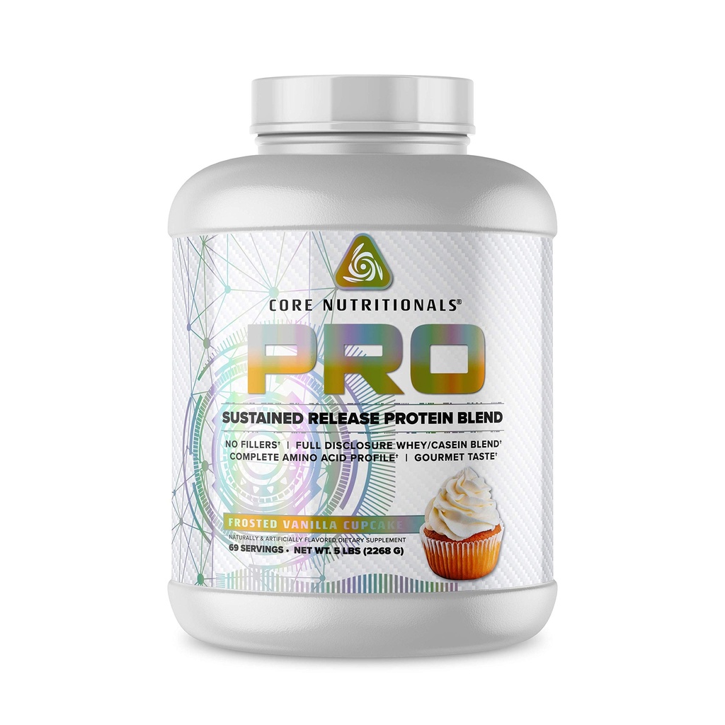 Nucleu nutritionale Pro eliberare sustinuta de proteine Blend, Digestive Enzyme Blend, 25G Proteine, 2G Carb, 69 Serviri (Frosted Vanilla Cupcake)