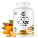 NaturoBliss Curcumina Turmeric cu BioPerine 1500mg - Negree de OMG - Gluten - 90 capsule