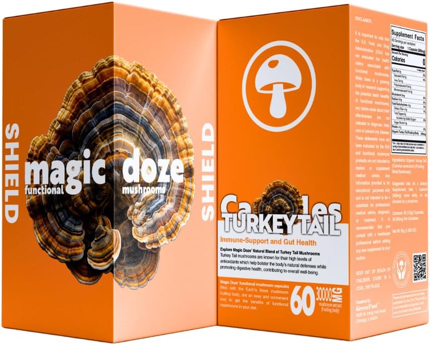 Capsule de ciuperci Magic DozeTM Turcia - 60 capsule pentru suport imunitar şi sănătate digestivă