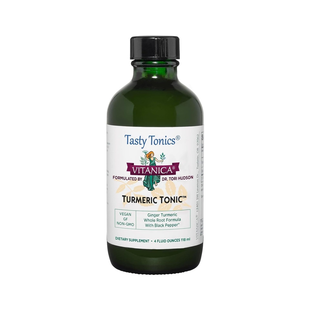 Vitanica, Turmeric Tonic, supliment de curcumină non-GMO cucurcumină 1000 mg, cu Pepper negru și ghimbir, antioxidant, Vegan, Gluten gratuit, 4 Ounce
