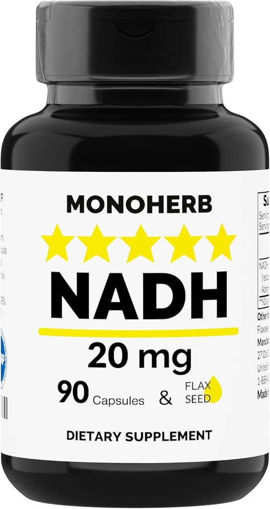 MONOHERB NADH 20 mg - 90 Capsule vegetariene - Supliment redus cu nicotinamidă Adenină Dinucleotidă