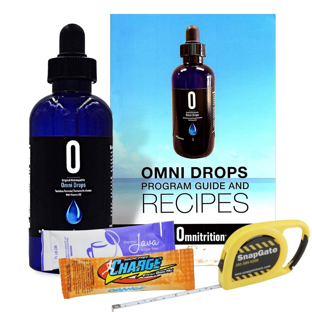 Omni Drop Program , Autentificative Omnitrition - Bază Bundle Include *** 4 oz Sticla Omni picături cu vitamina B12 Program Ghid, Mostre și un Snapgate 10 Ft. Carabiner Bandă măsură