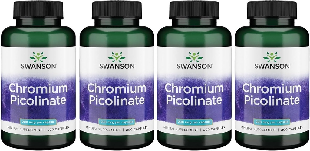 Swanson Crom Picolinat - Suplimentul natural promovarea managementului metabolismului și greutății - susține niveluri sănătoase deja în intervalul normal - (200 capsule, 200mcg fiecare)