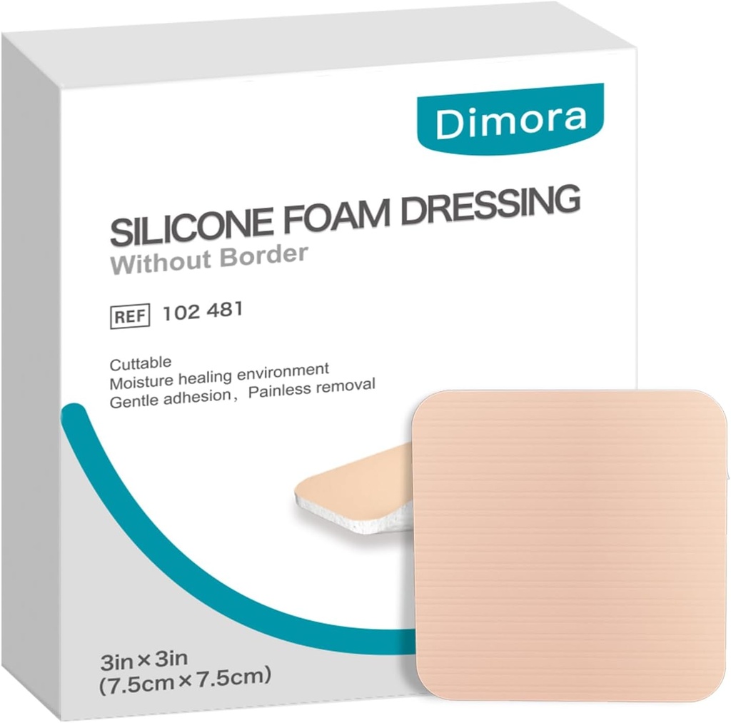 Dimora Silicon spuma dressing fara granita 10 Pack- 3"x 3" Bandaje rezistente la apa pentru ranile, cuttable pentru ingrijirea ranilor si dressing-uri