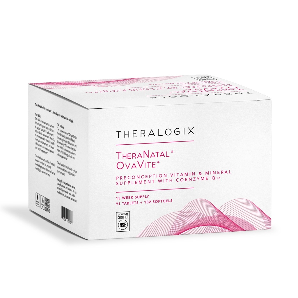 Theralogix TheraNatal OvaVite Preconception Vitamins - 13-Week Supply - Vitamine prenatale & Fertility Supplement for Women with CoQ10* - NSF Certified - 91 Tabs, 182 Softgels (91 Servings)