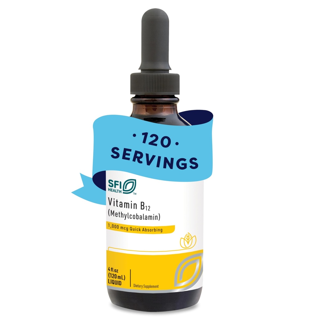 Klaire Labs Vitamina B12 Lichid - Methylcobalamină Drops B12 - Formulat pentru absorbţie superioară - Suport Cogniţie sănătoasă & Eficient Nutrient Livrare - Vegan (120 Servings, 4 Fl Oz)