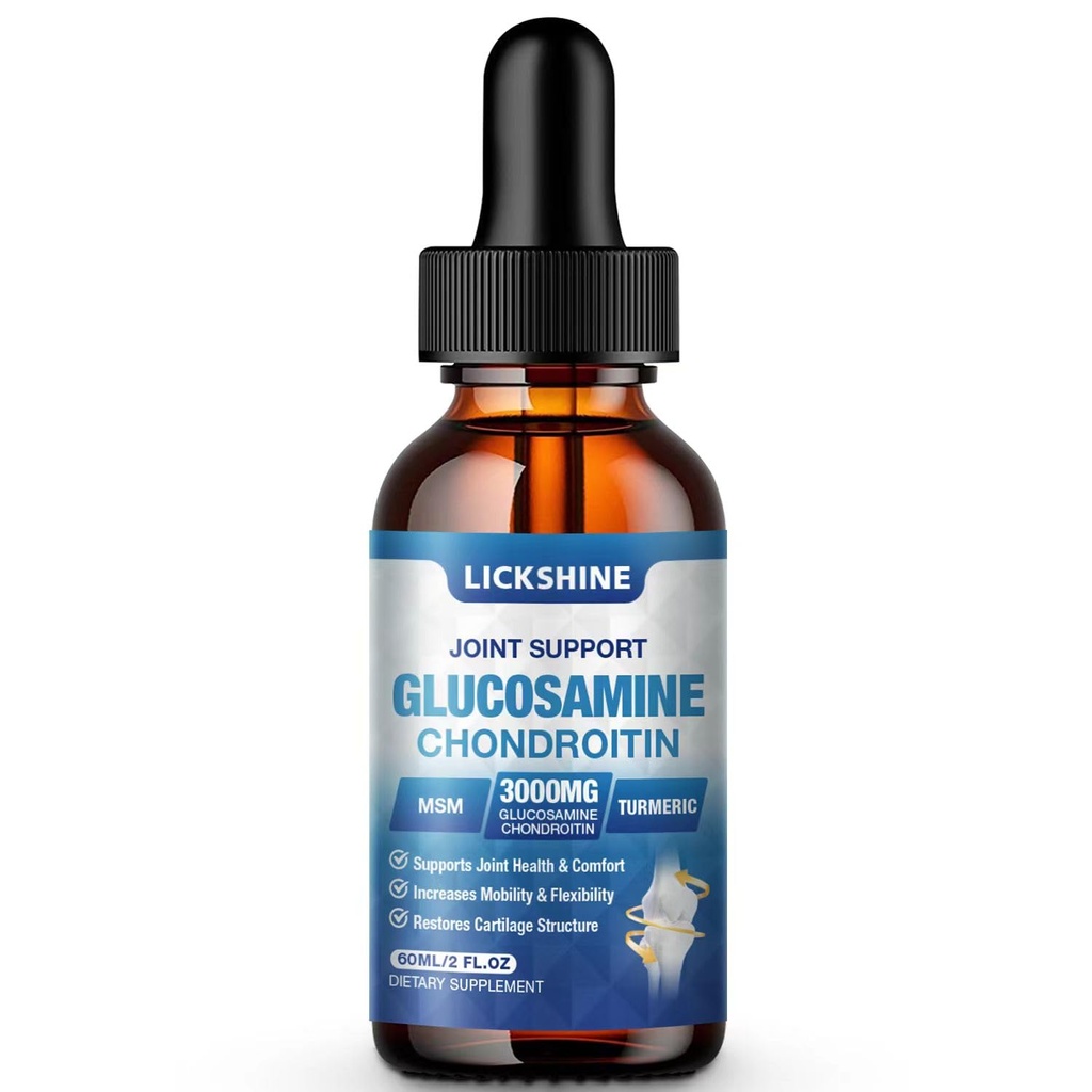 1 cutie Glucosamină Chondroitin MSM Picături lichide - Supliment suplimentar de suport comun pentru rezistenţă pentru adulţi cu Querbetin Boswelia, Bromelain, Acid hialuronic, Suport imun antioxidant (2 Fl oz)