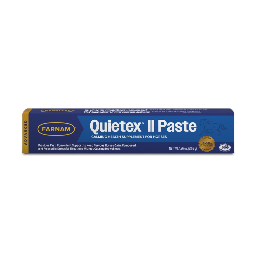 Farnam Quietex II Pastă de calmant pentru cai, ajută la gestionarea comportamentului nervos și ține caii calmi și compuneți în situații stresante, 32,5 ml seringă