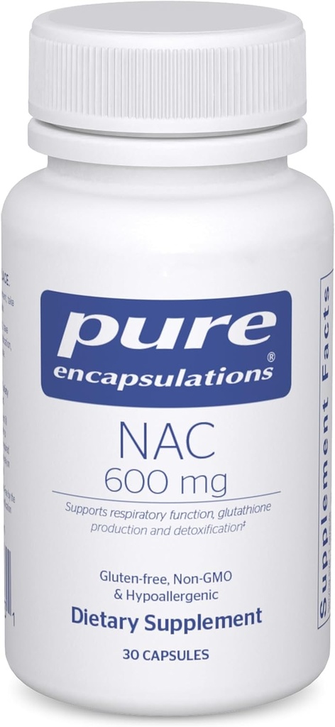 Pure Encapsulations NAC 600 mg - N-Acetyl Cysteine NAC Supplement for Lung Health & Immune Support, Liver Support & Antioxidanti* - with Freeform N-Acetyl-L-Cysteine - 30 Capsule