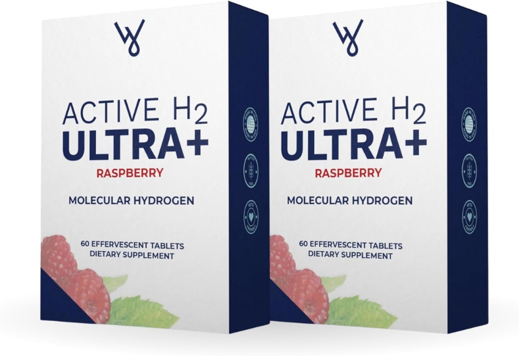 Active H2 Ultra+ comprimat de apă de hidrogen, zmeură naturală. Optimizaţi sănătatea, susţineţi imunitatea şi echilibraţi antioxidanţii cu beneficii de hidrogen molecular 120 Serviri