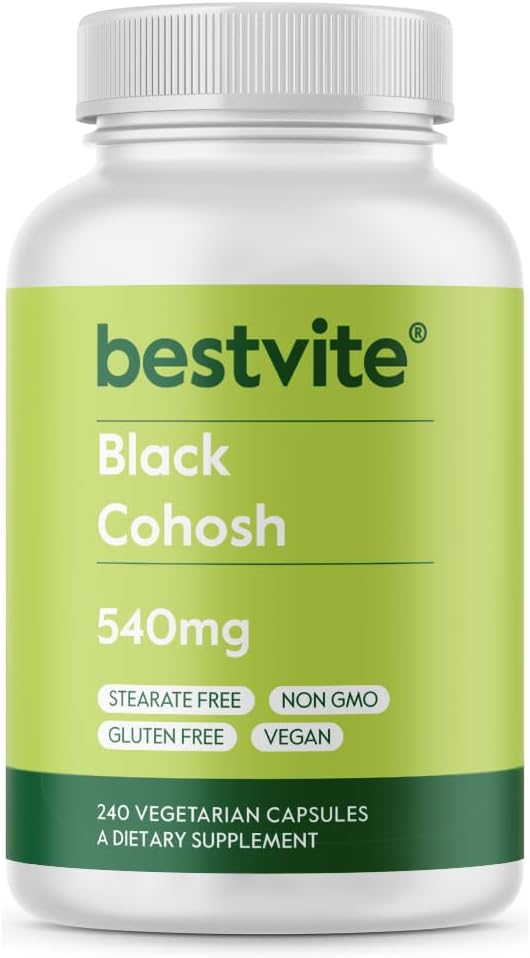 BESTVITE Black Cohosh 540mg (240 Capsule vegetariene) - Fără Stearete - Fără Fillere - Vegan - Non OMG - Gluten Free