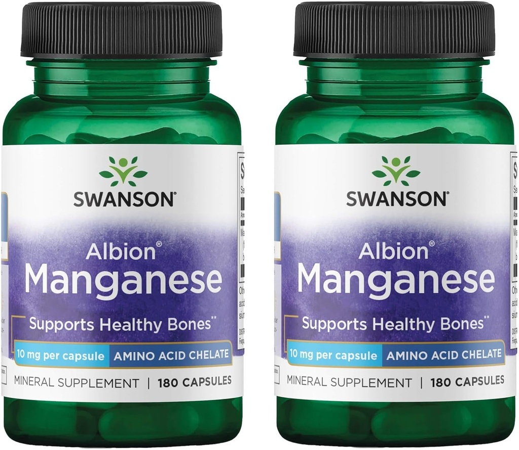 Swanson Albion Chelated Mangan 10 Milligrams 180 Capsule (2 ambalaj)