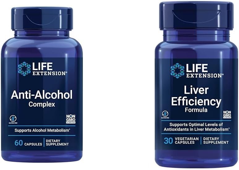 Extensie de viață de asistență de sănătate hepatică Bundle cu anti-Alcohol Complex și Formula de eficiență hepatică