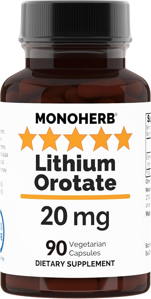 Litiu Orotat 20 mg litiu elementar per capsulă - 90 capsule vegetariene