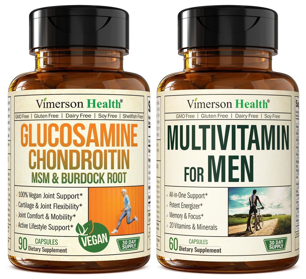 Vegan Glucosamină Chondroitin MSM supliment comun de sprijin și multivitamine complete pentru bărbați