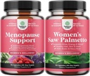 Bundle de Menopause Supliment pentru Flash-uri fierbinți cu Dong Quai Vitex Chaste Berry & Black Cohosh & Extra Putere Saw Palmetto pentru femei 500mg - DHT Blocker Pierderea parului Supliment cu Maca Root & Biotin