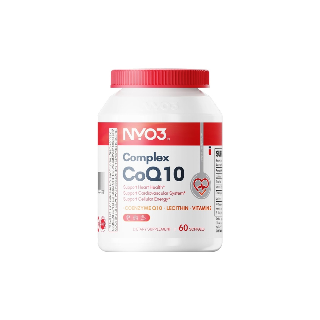 NYO3 CoQ10 200mg cu lecitină și vitamine E, Ultra înaltă absorbție, antioxidant pentru Heart Health & Energy Production, mare Coenzime Q10 conținut, gluten gratuit, non-GMO, 60 zile de aprovizionare