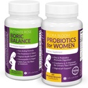 Intim Rose Combo Pack! Probiotice Flora Bloom pentru femei (o sticlă) și acid boric echilibru Boric (o sticlă) 2 ambalaj