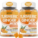 Gume de ghimbir cu zahăr, cu 5000 UI vitamina D3 & K2 (MK7), C - gume de legume supliment Turmeric pentru adulți 1500 mg cu Pepper negru, susține Bone, Imun și Digestive Health - 120 Cts