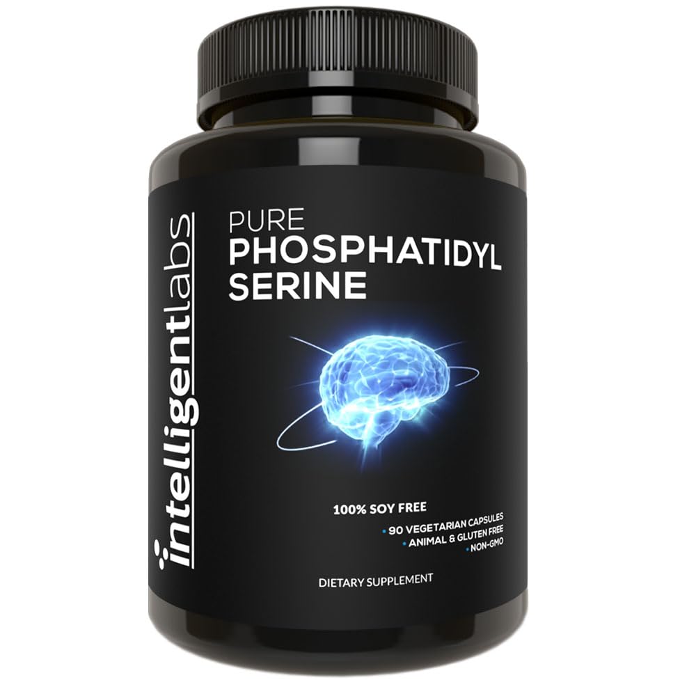 Labs inteligent Supliment fosforatidilserină 100mg, 90 capsule de înaltă rezistență, 100% Soy și Allergen-Free, Fosfatidilserină pură din lecitină de floarea-soarelui