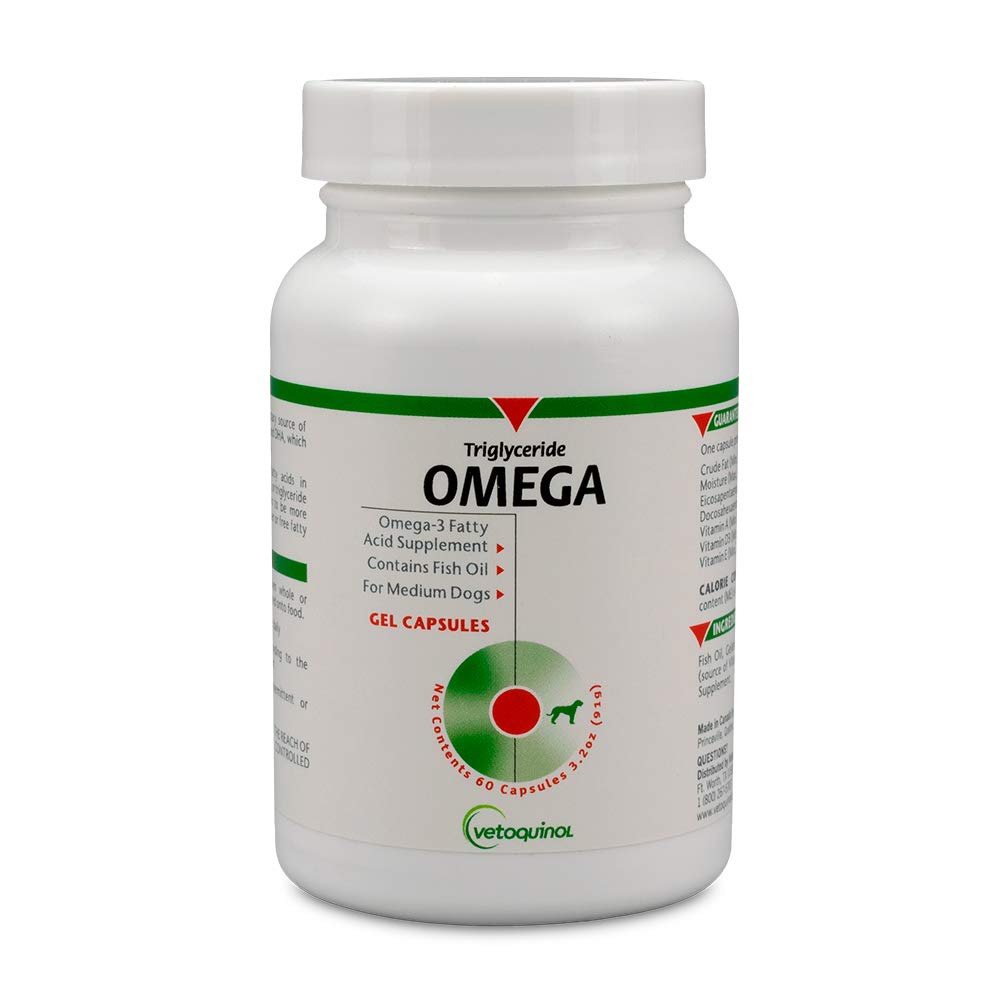 Vetochinol Trigliceride Omega capsule de câine supliment, mediu- rasa: 30- 60 lbs, 60ct