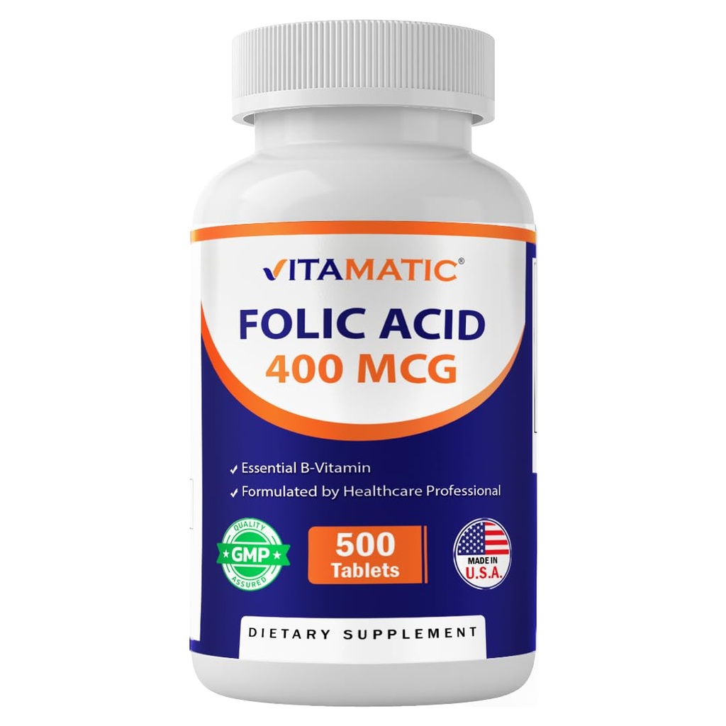 Acid folic vitamatic 400 mcg - 500 comprimate vegetariene - Vitamina B9