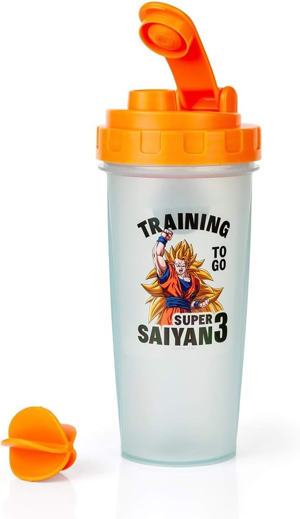 Dragon Ball Z Super Saiyan Goku Gym sticla Shaker - 20-uncie BPA-gratuit sticla Blender plastic cu bila Whisk - Shake de proteine, înlocuire masă, Smoothie Mixer - Gym Accessory - Ideal DBZ Cadouri