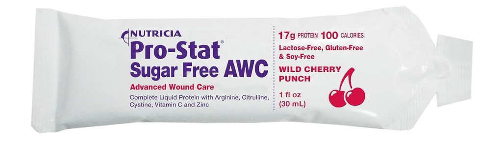Pro-Stat AWC Pachete de proteine fără zahăr, Punch de cireșe sălbatice, 1 oz (conte) - Alimente medicale pentru îngrijirea rănilor, recuperare musculară, lactoză & Gluten-gratuit supliment