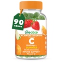 Vitamina C rezistentă la viață - Suplimentul de aroma naturala cu gust deosebit - Vitamine fara OMG vegetariane - pentru suport imun - 90 gume (1050 mg)