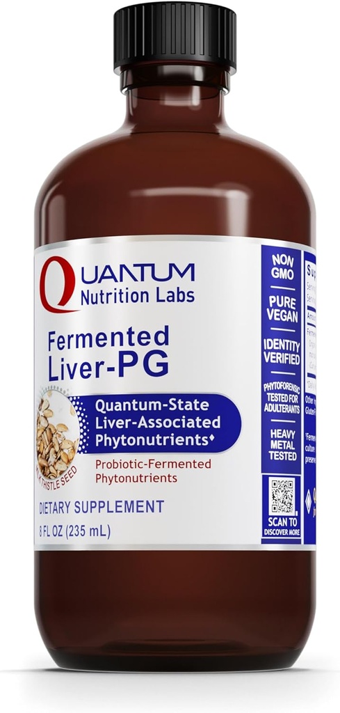 QNL Fermentat Ficat-PG - Suplimentul de ajutor hepatic Vegan - Conține Organic Turmeric & Milk Thistle - Supliment de sprijin pentru ficat pentru femei și bărbați - 8 fl oz