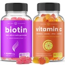 NutraChamps Biotin Gummies și (2-Pack) Vitamina C Gummies Bundle