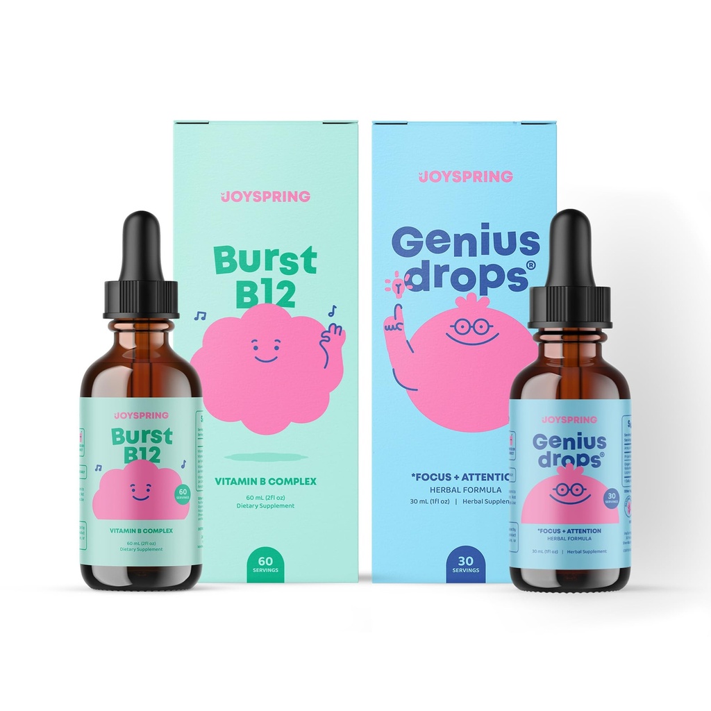 JoySpring Liquid B Complex și Genius Focus scade pentru copii