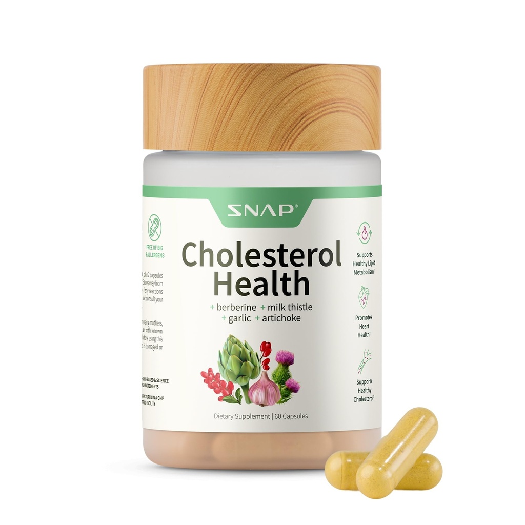 Snap Suplimente Collesterol Health - Suport natural pentru inima, ficat, Digestive şi metabolice de sănătate, 60 Capsule vegetariene (30 Servings, 1 lună de aprovizionare)